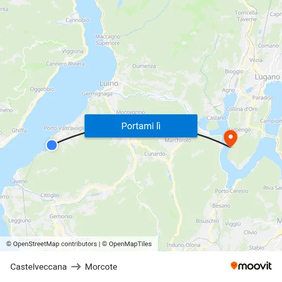 Castelveccana to Morcote map