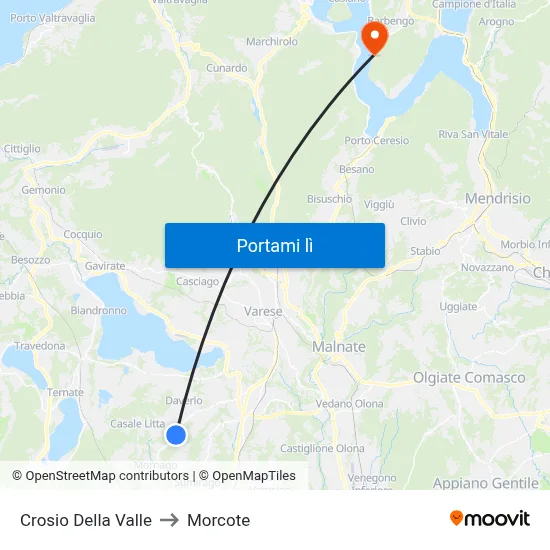 Crosio Della Valle to Morcote map