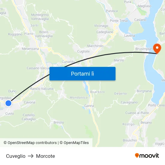 Cuveglio to Morcote map