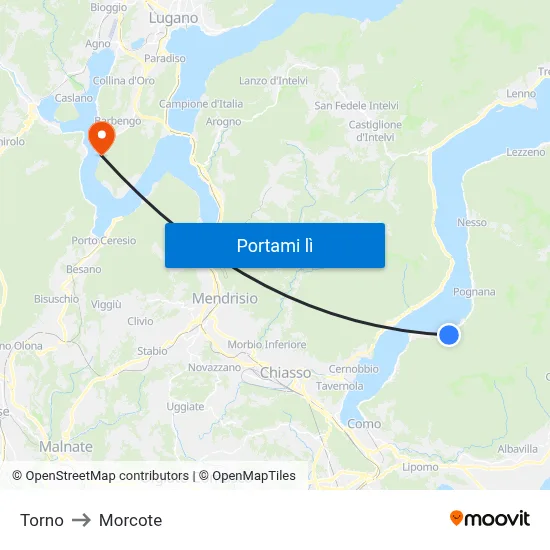 Torno to Morcote map