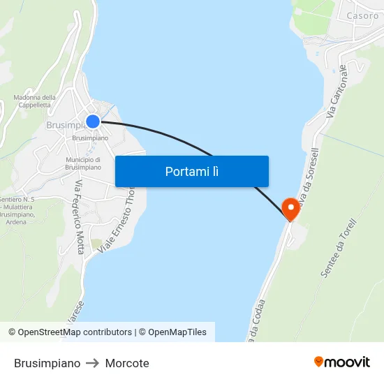 Brusimpiano to Morcote map