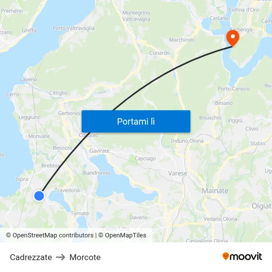 Cadrezzate to Morcote map