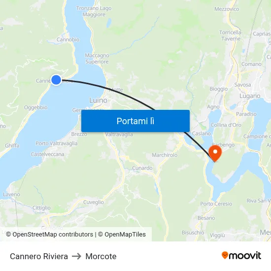 Cannero Riviera to Morcote map