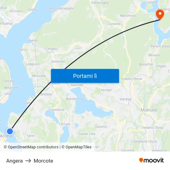 Angera to Morcote map