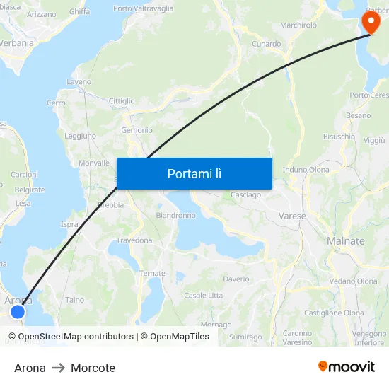 Arona to Morcote map