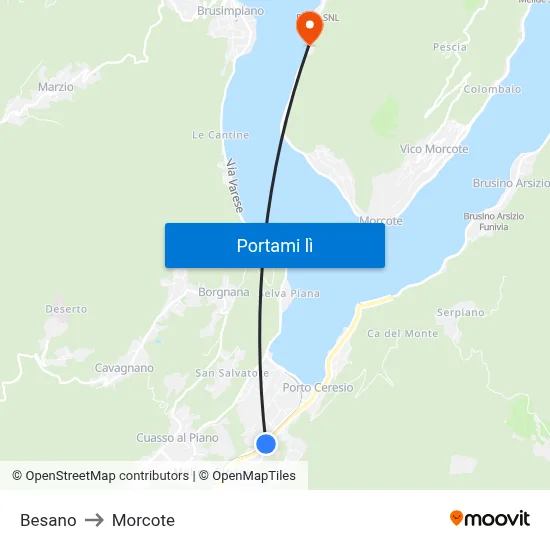 Besano to Morcote map