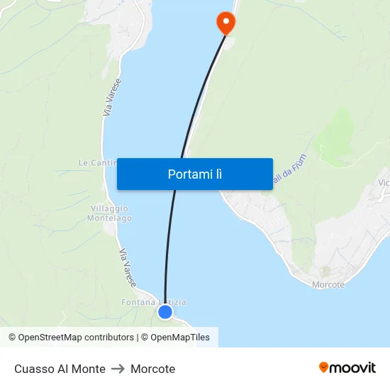 Cuasso Al Monte to Morcote map