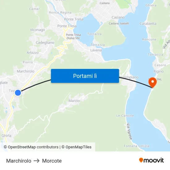 Marchirolo to Morcote map