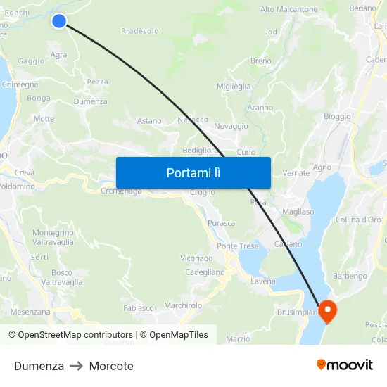 Dumenza to Morcote map