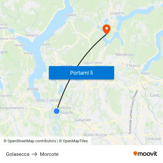 Golasecca to Morcote map