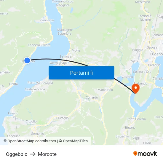 Oggebbio to Morcote map