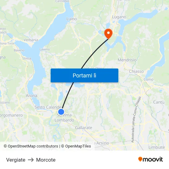 Vergiate to Morcote map