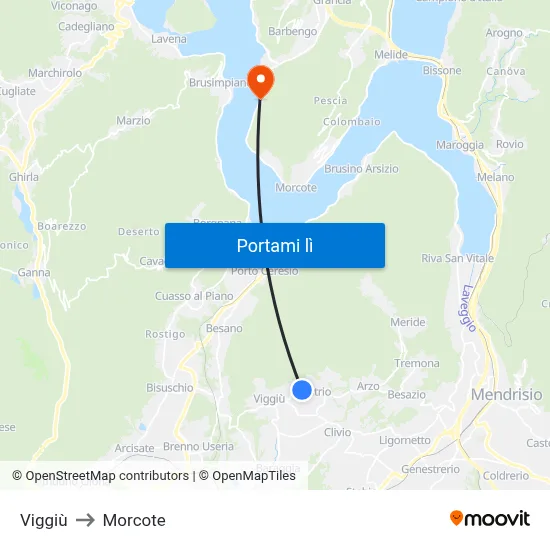 Viggiù to Morcote map