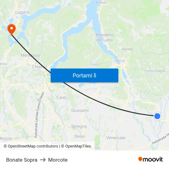 Bonate Sopra to Morcote map
