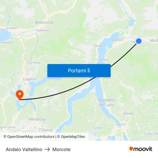 Andalo Valtellino to Morcote map