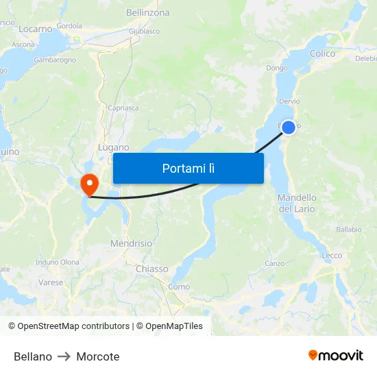 Bellano to Morcote map