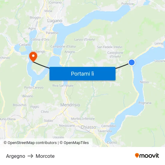 Argegno to Morcote map