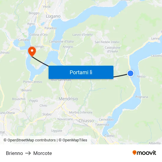 Brienno to Morcote map