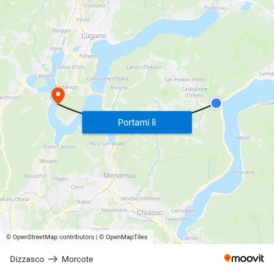 Dizzasco to Morcote map