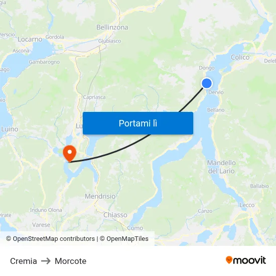 Cremia to Morcote map