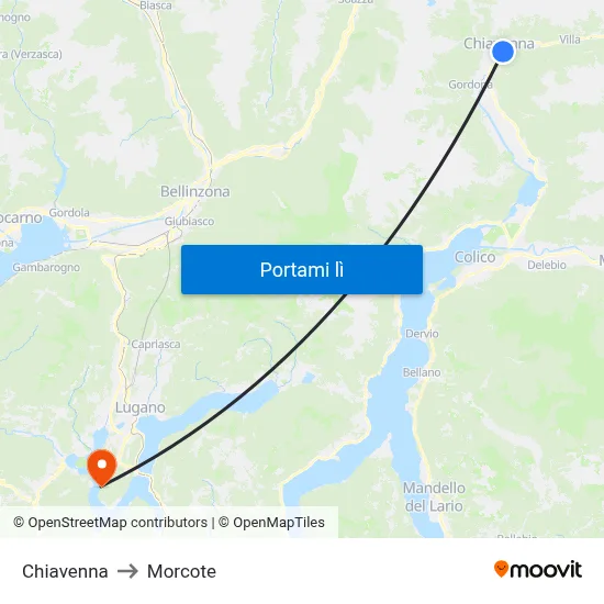 Chiavenna to Morcote map