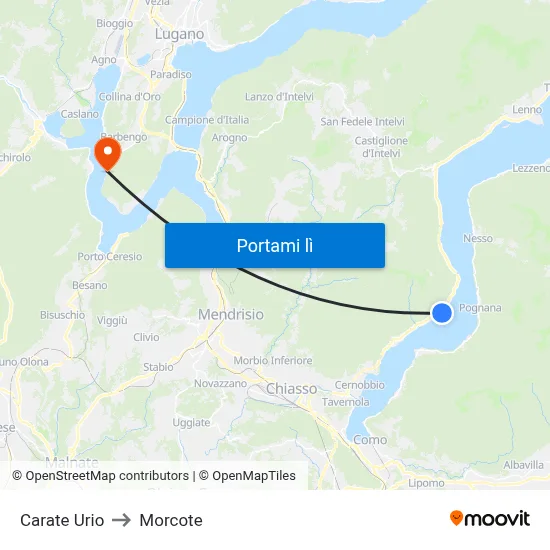 Carate Urio to Morcote map