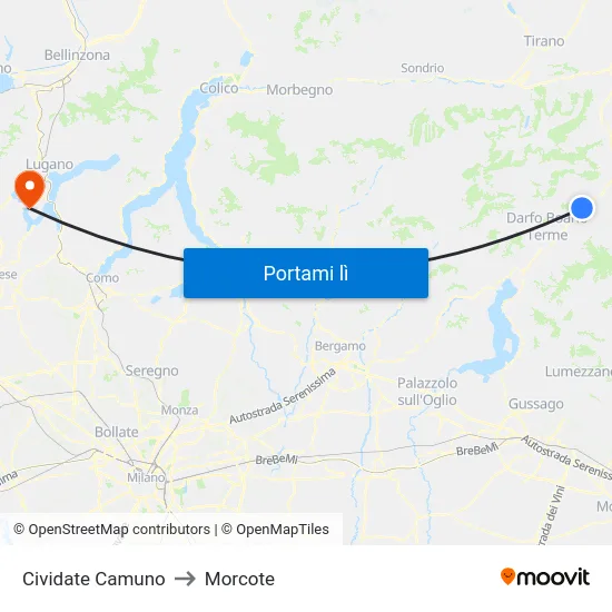 Cividate Camuno to Morcote map