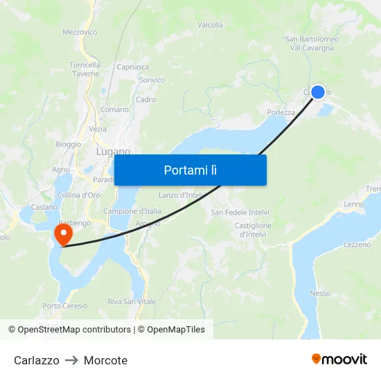 Carlazzo to Morcote map