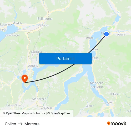 Colico to Morcote map