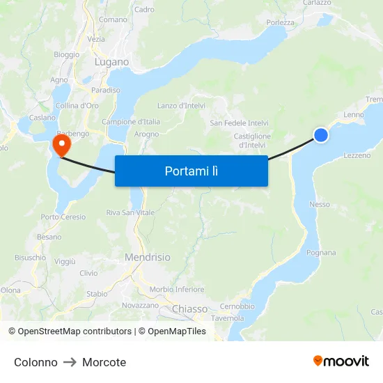 Colonno to Morcote map
