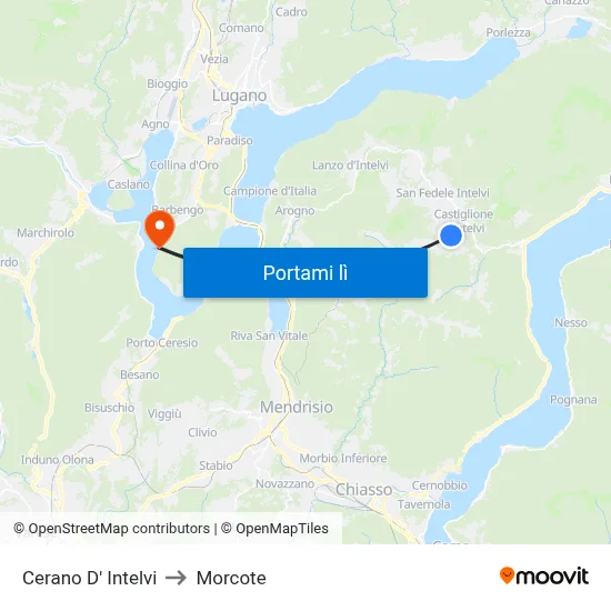 Cerano D' Intelvi to Morcote map
