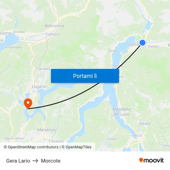 Gera Lario to Morcote map
