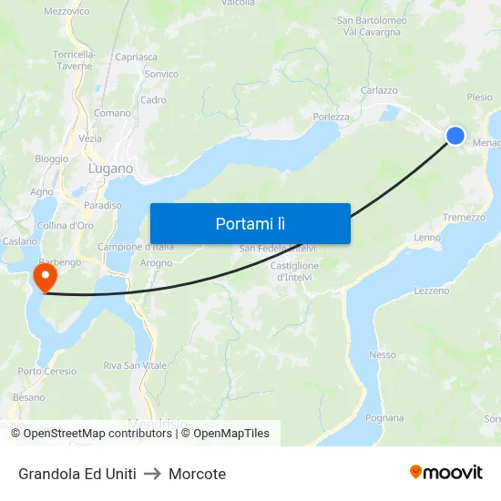 Grandola Ed Uniti to Morcote map