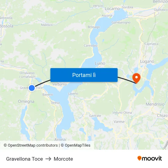 Gravellona Toce to Morcote map