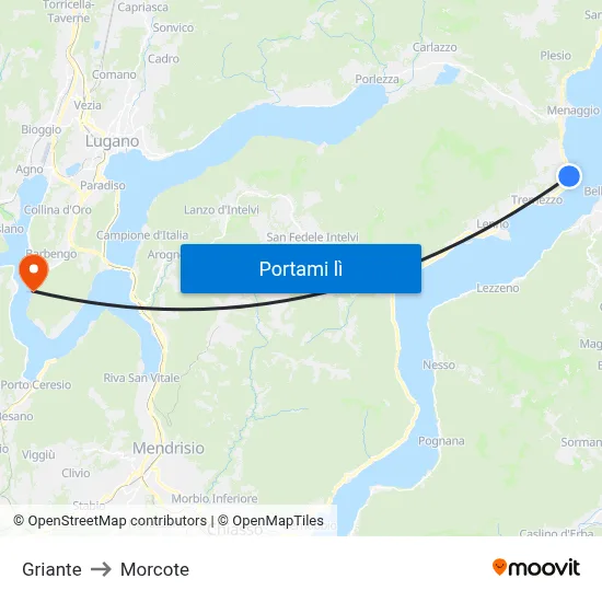 Griante to Morcote map