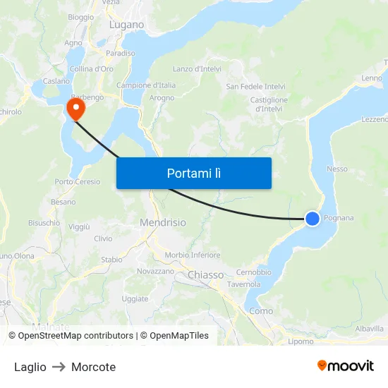 Laglio to Morcote map