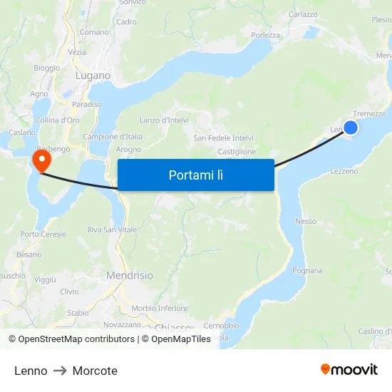 Lenno to Morcote map