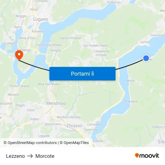 Lezzeno to Morcote map