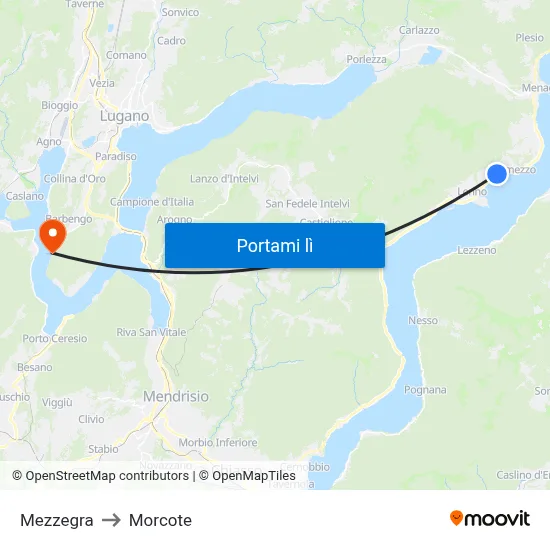 Mezzegra to Morcote map