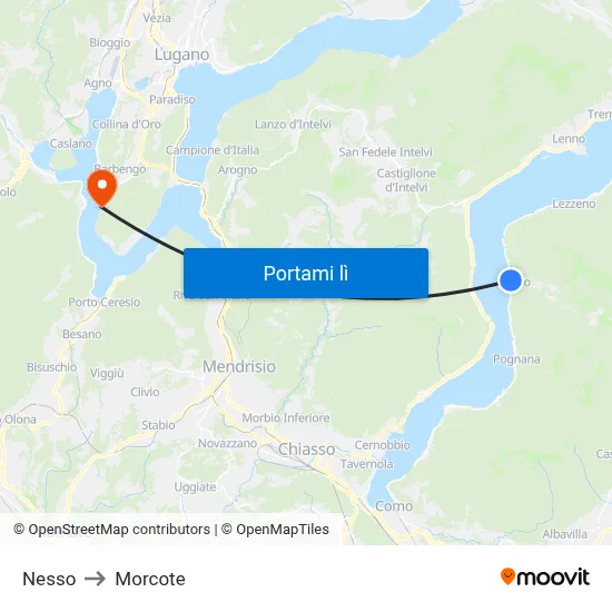 Nesso to Morcote map