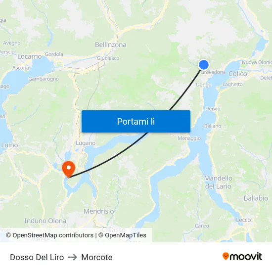 Dosso Del Liro to Morcote map
