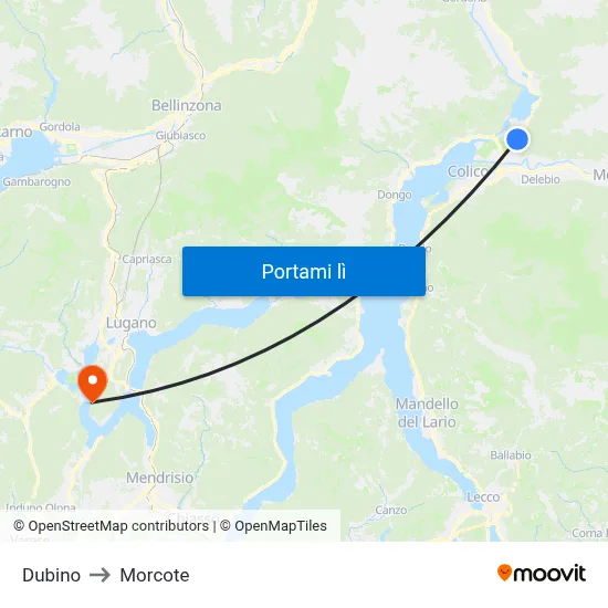 Dubino to Morcote map