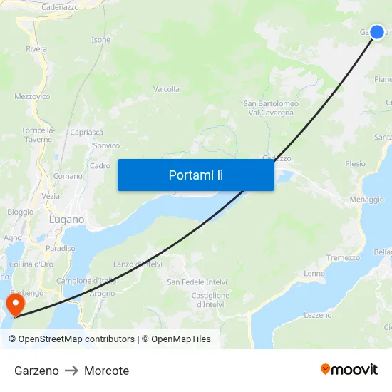 Garzeno to Morcote map