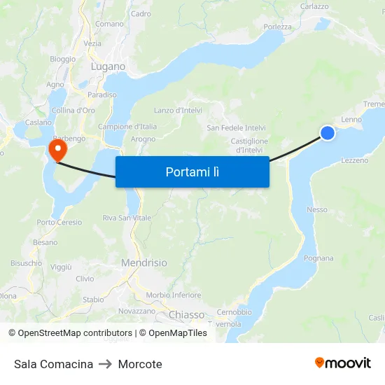 Sala Comacina to Morcote map