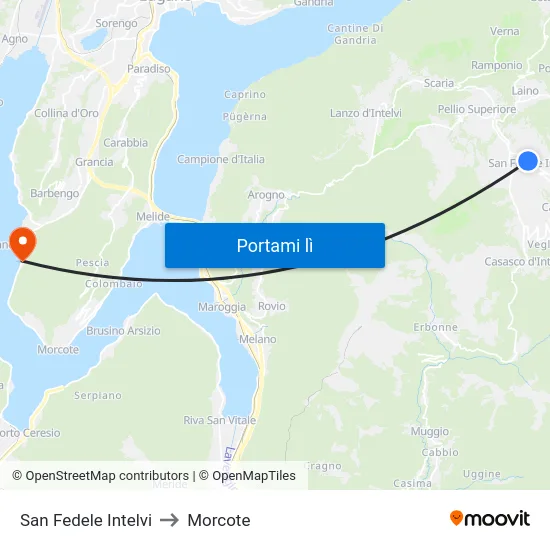 San Fedele Intelvi to Morcote map