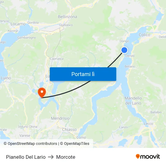 Pianello Del Lario to Morcote map