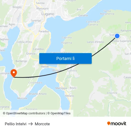 Pellio Intelvi to Morcote map