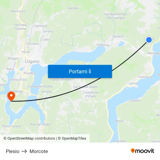 Plesio to Morcote map
