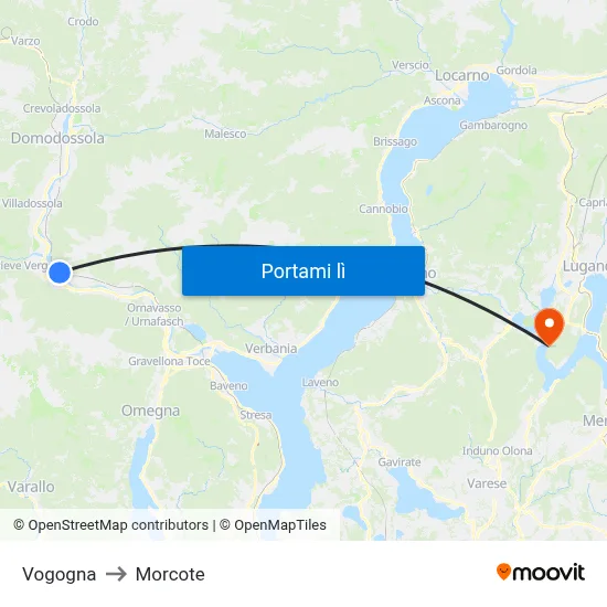 Vogogna to Morcote map