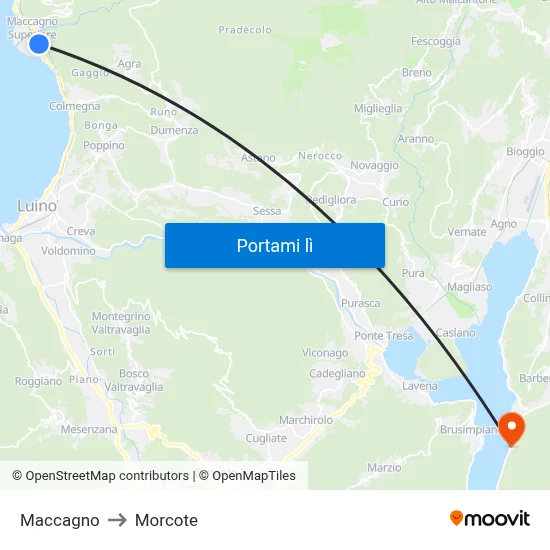 Maccagno to Morcote map